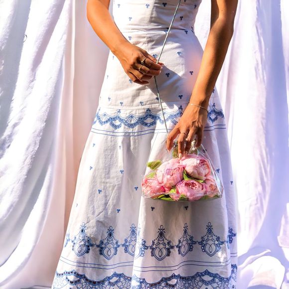 Clear Vinyl Bucket Bag | Crossbody Shiny Cord Stadium Bag - Picture 1 of 7